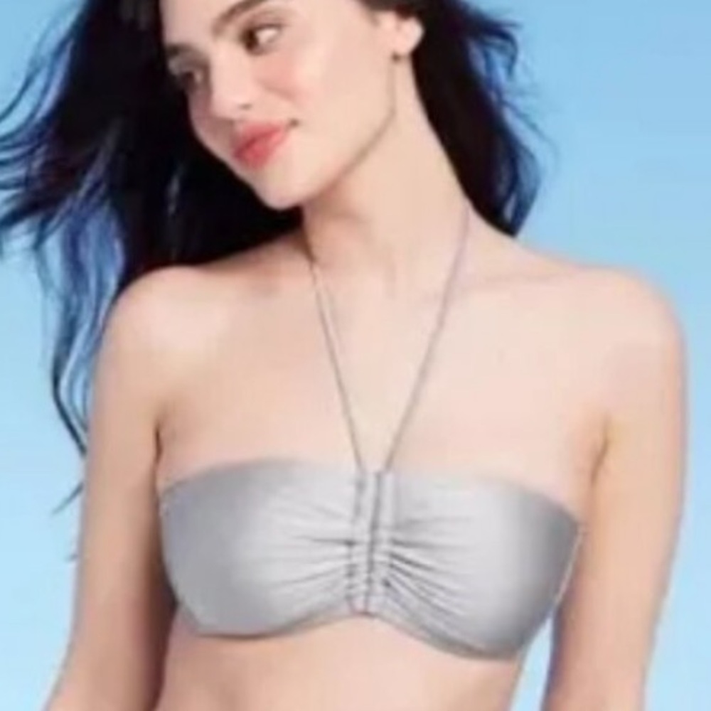 Shade and shore bikini set Silver Strapless Bikini Top NWT Medium summer beach